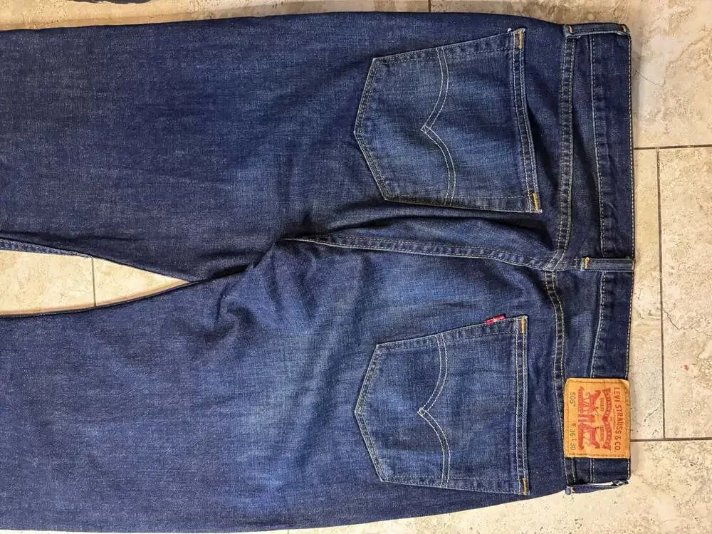 Levi's 505 Regular Fit Jeans Men's 36x30 Dark Wash Blue Denim